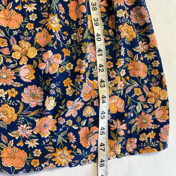 Levi’s Floral Long Sleeve Midi Dress Navy Blue XL Boho Tie Neck - Picture 9 of 11